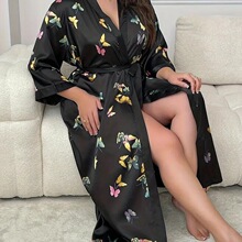 O 37329 Butterfly Print Satin Sleepwear ˯�� �羳ŷ��