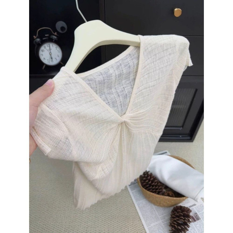 【Bamboo Linen Washed】Korean-style knitted bamboo linen slimming versatile design with exquisite twist detail and elegant temperament 【Bamboo Linen Washed】Korean-style knitted bamboo linen slimming versatile design with exquisite twist detail and elegant temperament