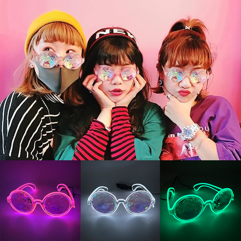 LED caleidoscopio gafas de espectáculo nocturno gafas de sol gafas de sol gafas de cristal de mosaico