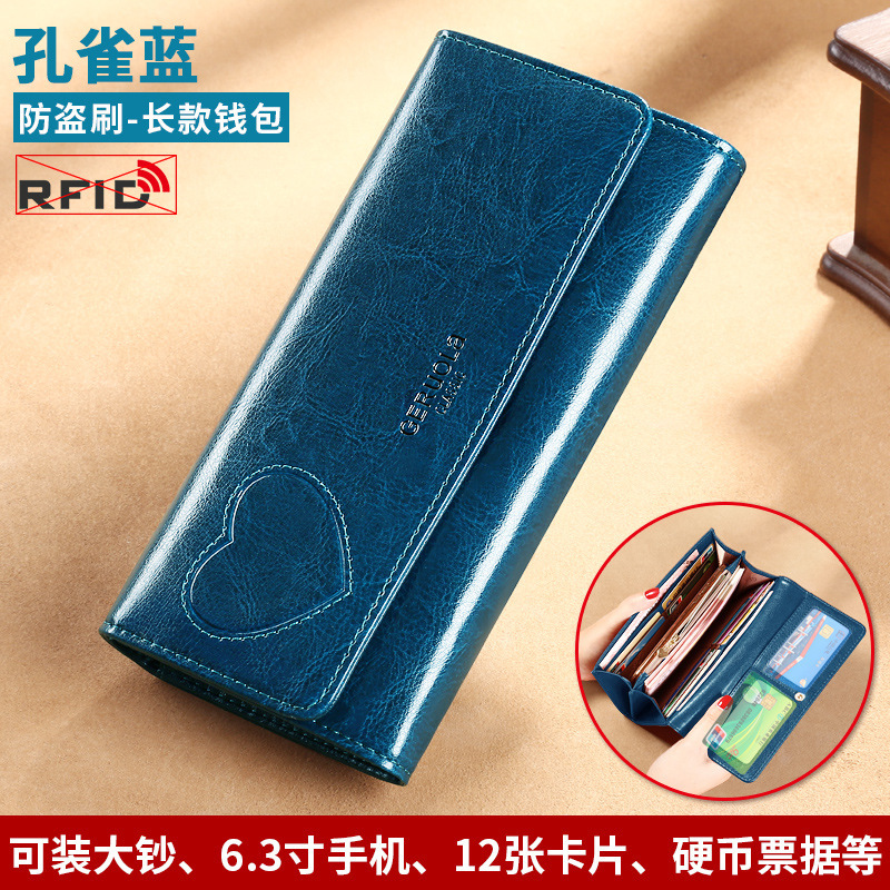 Cartera de suministro directo de fábrica para mujer, tarjetero de cuero de gran capacidad de mano larga, cartera multifuncional integrada, nuevo estilo 2025