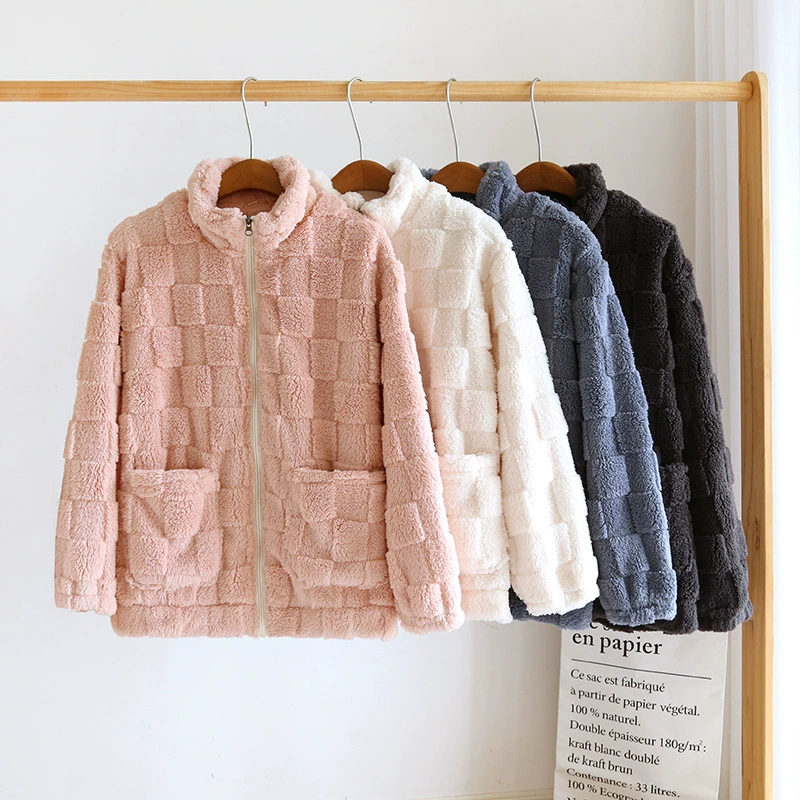 Осенне-зимняя фланелевая верхняя часть на молнии для пар, утолщенная цельная Домашняя одежда, унисекс, верхняя одежда, куртка из кораллового флиса, свободная