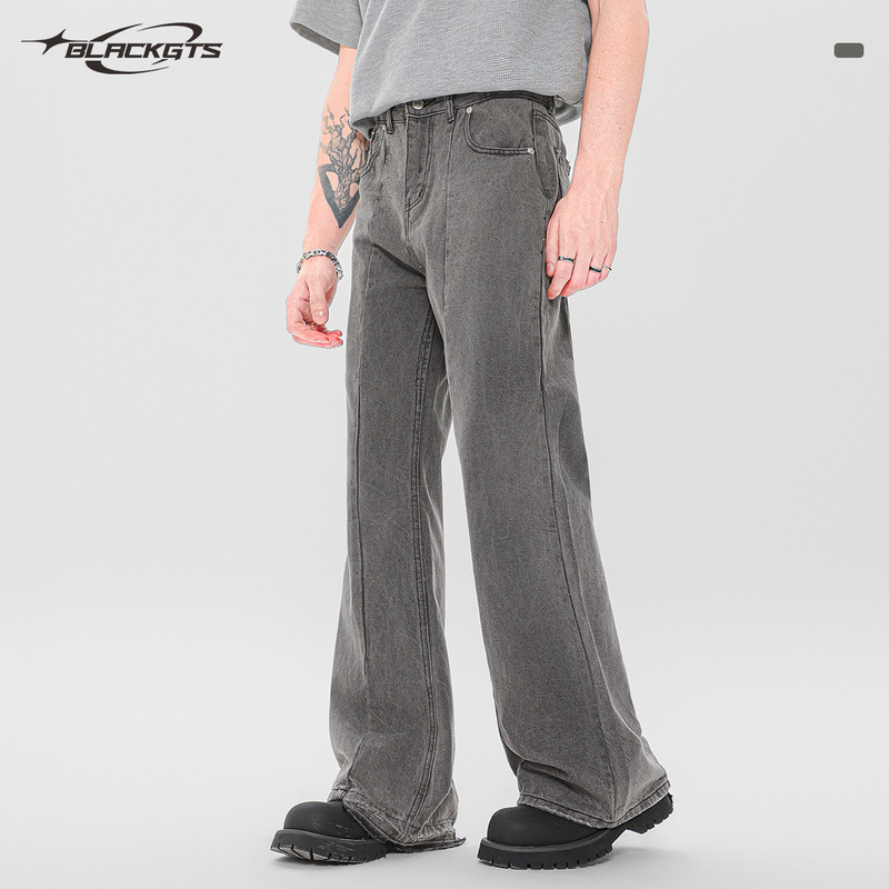 Gts丨High and Low Splicing Design American Jeans 2024 New Retro Washed Straight Slim Jeans Gts丨High and Low Splicing Design American Jeans 2024 New Retro Washed Straight Slim Jeans