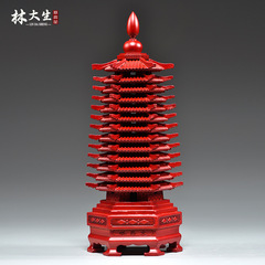 赤い桃木彫刻13階文昌塔置物十三階文昌塔客間玄関机装飾工芸品
