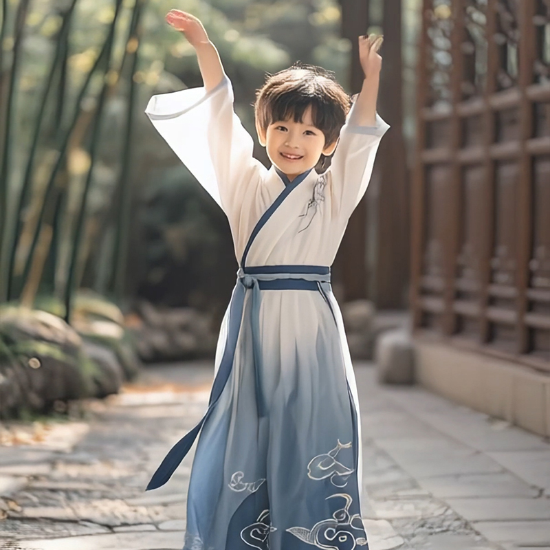 新款汉服儿童男古风帅气中国风男孩汉服日常可穿古装男童汉服批发|undefined