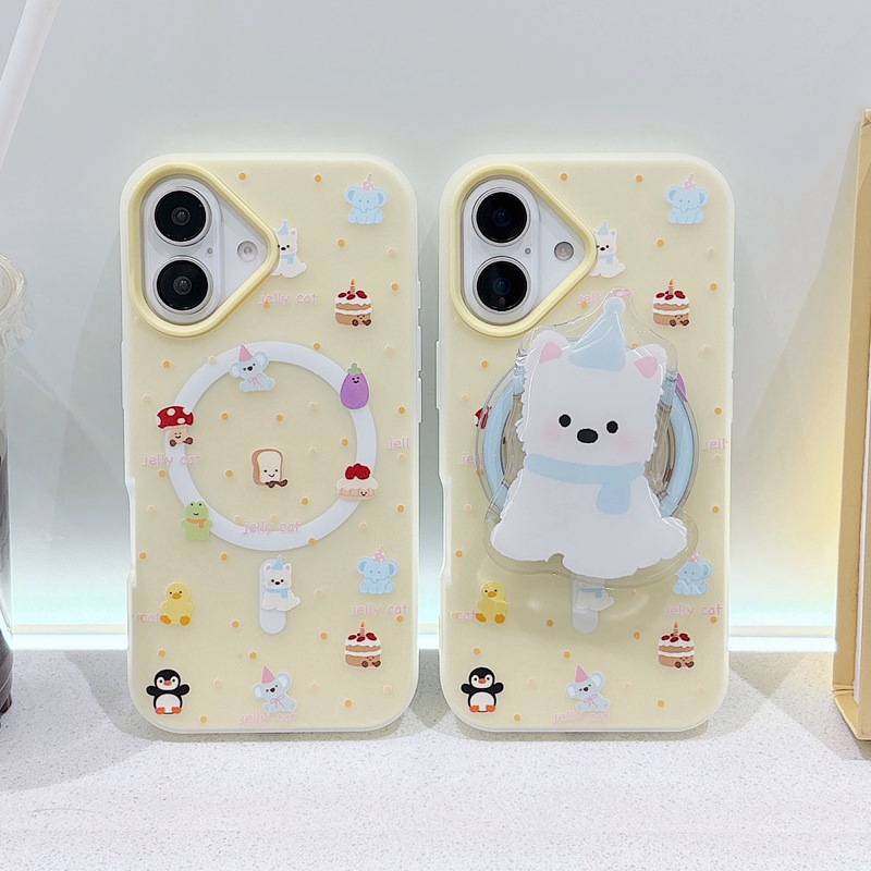 Postres lindos de dibujos animados, atracción magnética West Highland, soporte iphone15 para 16ProMax Apple 13 dos en uno 14