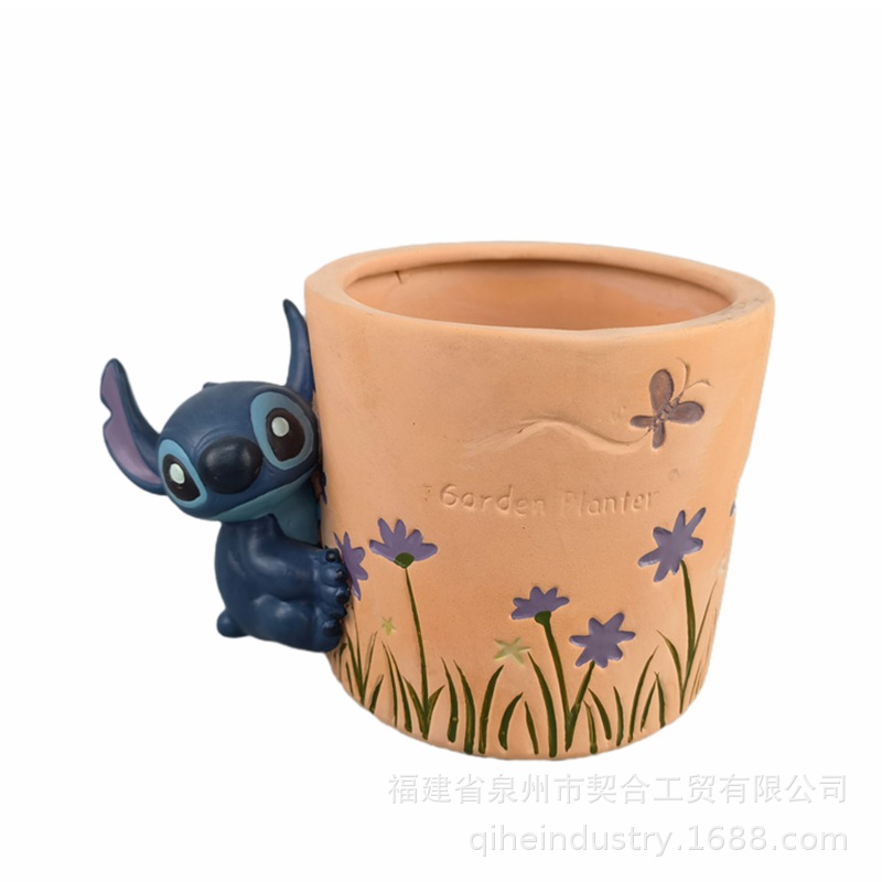 Exportación de comercio exterior Maceta de cerámica de arcilla roja Balcón de jardinería Maceta de cerámica gruesa que absorbe agua y transpirable, Maceta de dibujos animados de gran diámetro