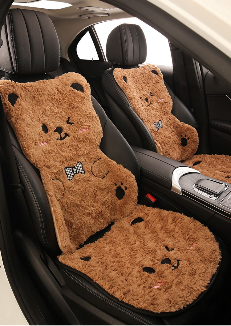 Winter Plush Cartoon Car Seat Cushion for Car Use to Keep Warm and Cold, Special Seat Cushion with Cute Little Waist, Non-Slip and Free of Binding