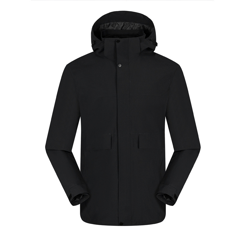 Al aire libre a prueba de lluvia a prueba de viento engrosada abrigo tres en uno desmontable de alta densidad de visón chaqueta de forro de terciopelo logotipo personalizado