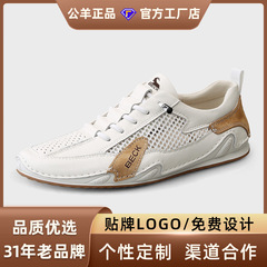 公羊男鞋夏季软底轻便小白鞋网面户外运动休闲阿甘板鞋男士一脚蹬