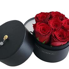 情人节皮质圆形鲜花永生花艺包装礼品包装盒喜糖伴手礼盒