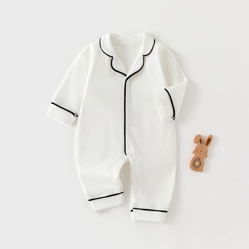 婴儿连体衣春季季爬服家居服新生儿纯棉 a类衣服宝宝翻领外出哈衣|undefined