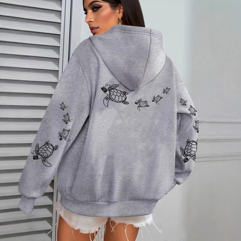 Cute little turtle hoodie, European and American style, unisex, suitable for spring and autumn, niche versatile hoodie, fun and interesting Cute little turtle hoodie, European and American style, unisex, suitable for spring and autumn, niche versatile hoodie, fun and interesting