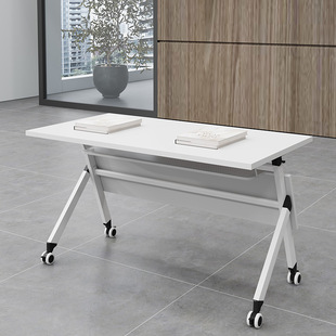 zg folding meeting training table and chair combination movable splicing long table double desk and chair staff office training