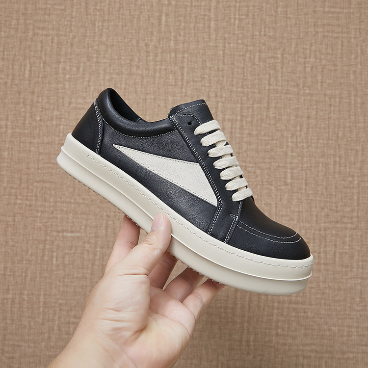 Dark Style Black and White Leather Low-Top Shoes for Men, Genuine Leather Versatile Trendy Casual Sneakers, Men's Sports Shoes, Dark Style Dark Style Black and White Leather Low-Top Shoes for Men, Genuine Leather Versatile Trendy Casual Sneakers, Men's Sports Shoes, Dark Style