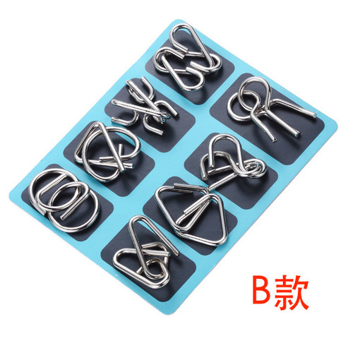 Nine-link educational toy, high IQ, brain-burning Luban lock, Kong Ming lock, full set of 32 children's eight-piece intelligence solution set
