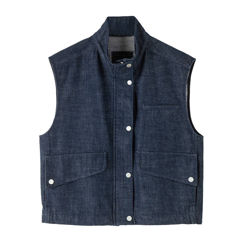 Áo vest gile denim không tay nữ kèm chân váy bút chì phối bộ — Mã màu xanh dương - AC66031