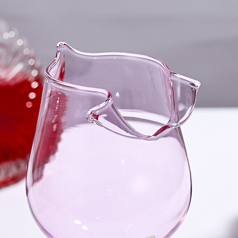 Día de San Valentín romántico Rosa doble copa de vino tinto vidrio de borosilicato creativo copa de champán de cristal de dos piezas