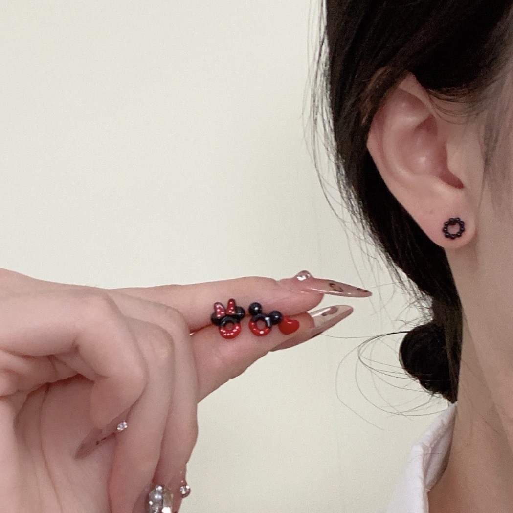 Cute cartoon red sophisticated creative earrings