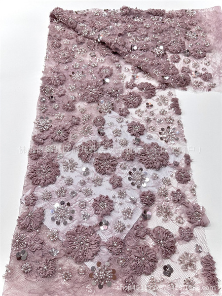 Moda Gao Ding pequeña fresca ins viento flor disco tela de vestido de diseño nicho tela de encaje de perlas image 9