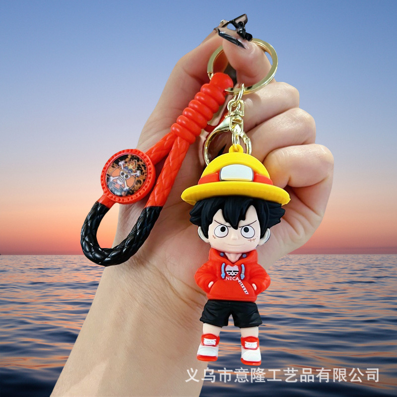 新アニメーション漫画ワンピース立体レザーロープシリーズキーホルダーペンダント PVC ソフト接着剤カーバッグペンダント|undefined
