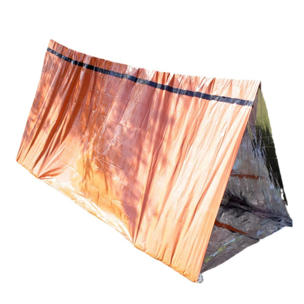 First aid life tent emergency shelter, PET + aluminum reflective, 2.4×1.5×0.9 m, compact pack