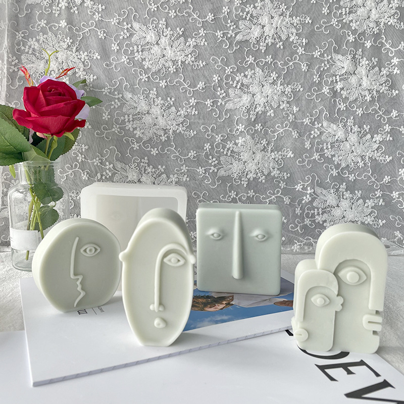 Jiahuimei irregular abstracto cara aromaterapia vela molde de silicona jabón hecho a mano yeso decoración epoxi herramienta abrasiva