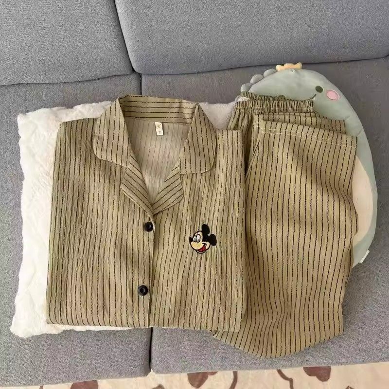 Verano nuevo pijama de algodón nube dormitorio de niñas dibujos animados bordados dos conjuntos de pareja se puede usar ropa de casa