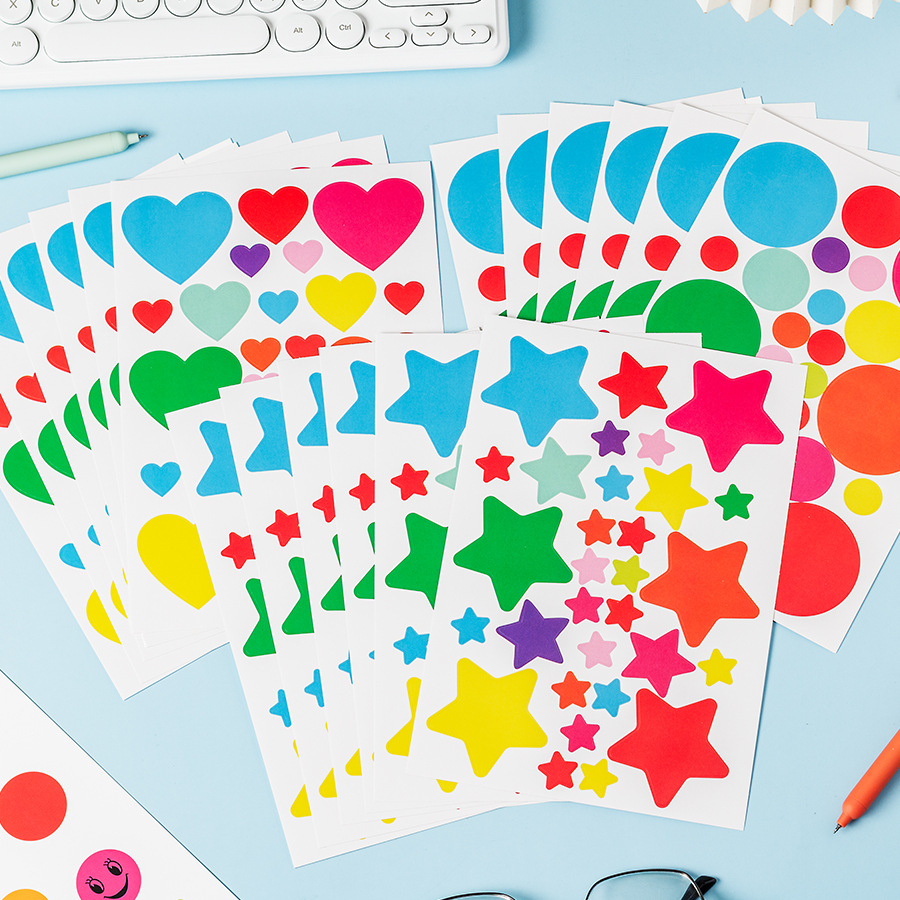 Cariño, color pegajoso, amor, círculo de estrellas, pegatinas decorativas autoadhesivas, pegatinas decorativas transfronterizas, pegatinas de marcas decorativas