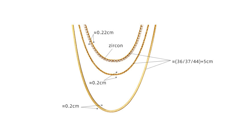 Fashion Solid Color Titanium Steel Plating Inlay Zircon Layered Necklaces 1 Piece