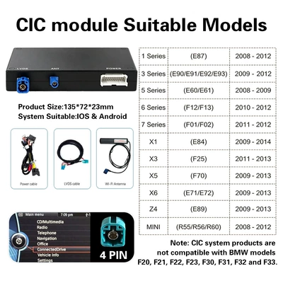 Suitable for Bmw Nbt/Cic Wireless Carplay/Android Auto/Hicar Upgrade Decoder Module (Simsiz CarPlay və Android Auto) - cic