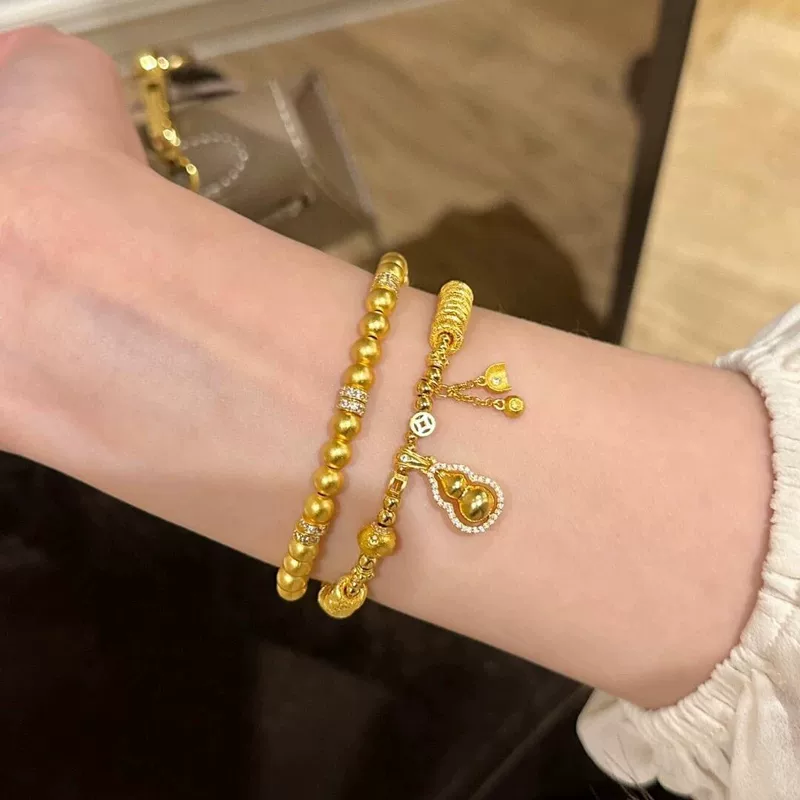 The same style as gold shop, Sand Gold Laicai diamond inlaid gourd wrap bracelet for women, new Chinese style Chinese style Fulu bracelet