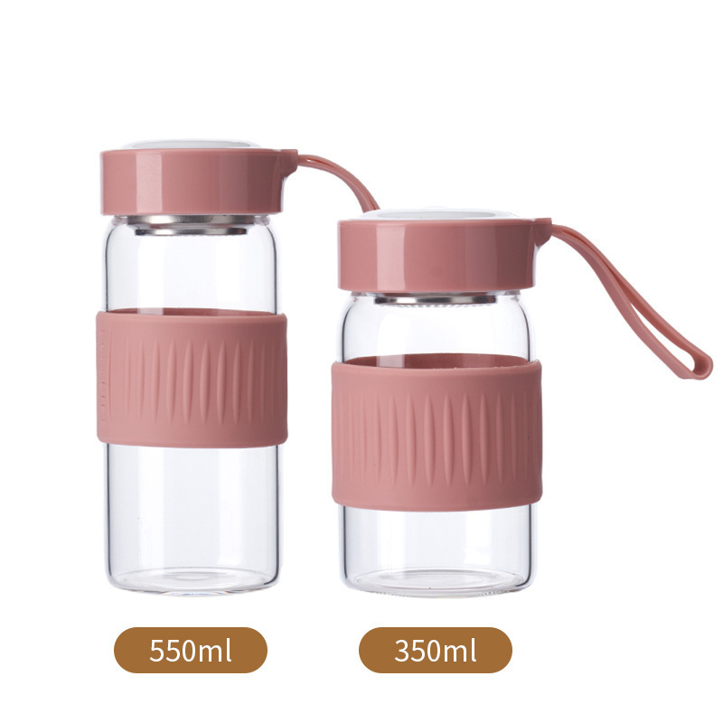 Taza de vidrio de alto silicio de silicio portátil aislante térmico anti-escaldado taza de mano inswind hogar oficina flor taza de té al por mayor