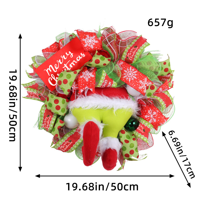 Amazon Venta caliente Grinch pierna Garland puerta colgante 2023 Hong Kong amor nuevo Navidad decoración monstruo de piel verde adornos