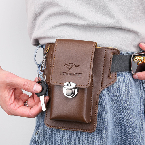 Upgraded new mobile phone waist bag for men working on construction sites, mobile phone holster that can hold cigarette cases, hang keys and wear belts