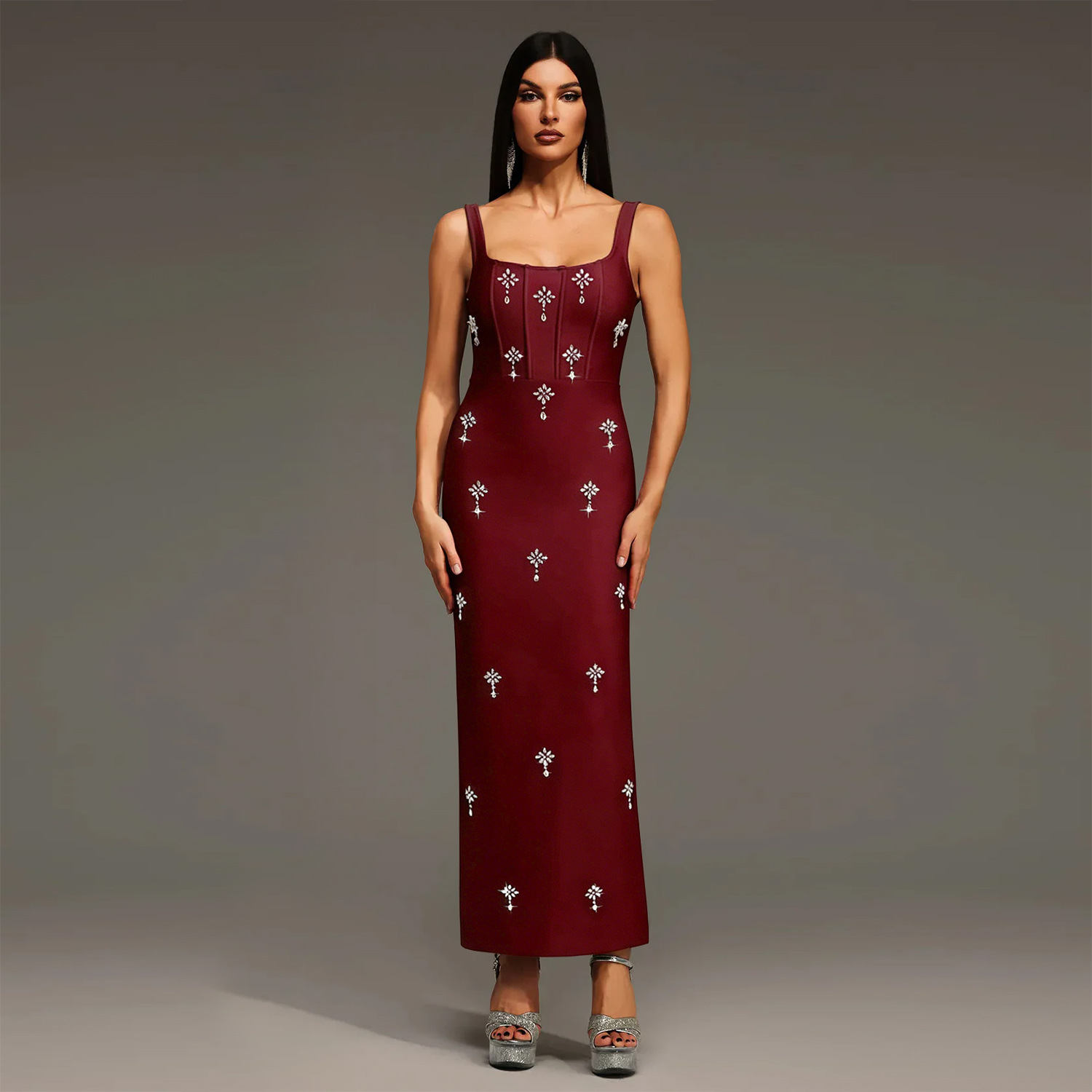 C7657 cross-border AliExpress Amazon Europa y América moda moda moda femenina temperamento elegante correa de hombro de perforación caliente vestido de espalda descubierta image 5
