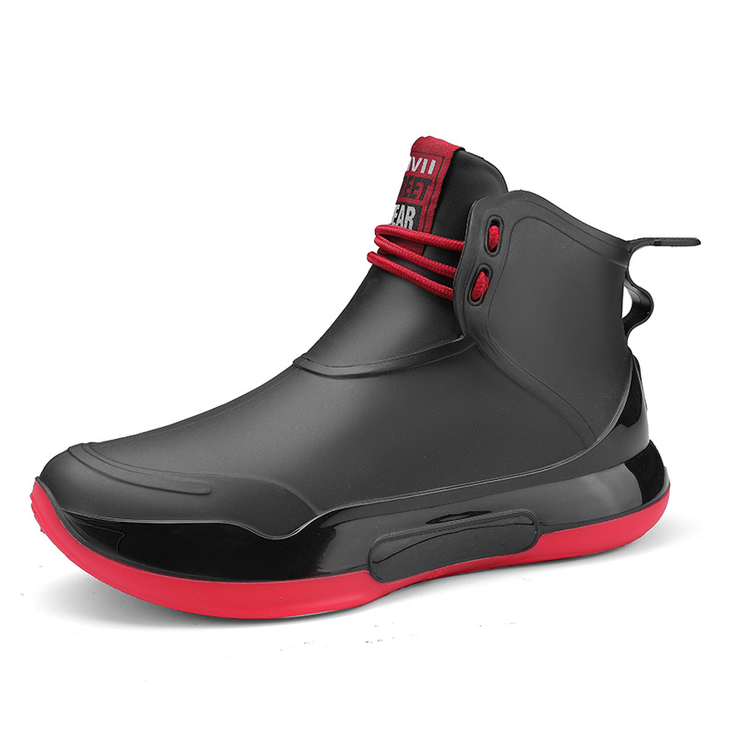 Botas de Lluvia Cortas para Exteriores de PVC Impermeables y Antideslizantes con Cordones