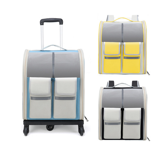 Multifunctional pet airline luggage drop shipping, portable trolley case for cute dogs when going out, multi-purpose portable airline case and cat bag