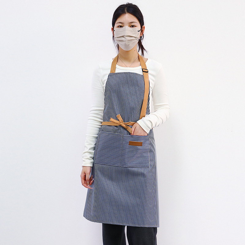 Delantal de lona a rayas de Amazon transfronterizo arte floral tienda de té con leche barista ropa de trabajo cocina hogar delantal al por mayor