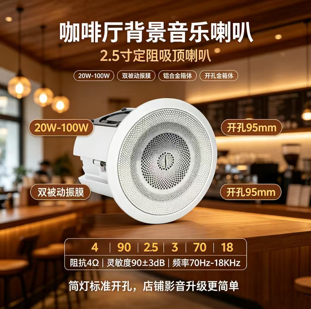 天籁商用 2.5 寸定阻筒灯服装店吸顶音箱家装背景音乐扬声器tl302