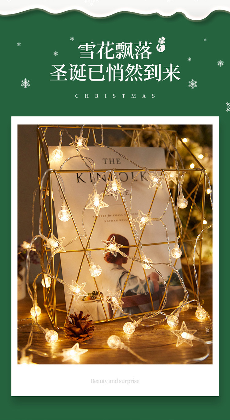 Christmas, Family Gathering, Party Occasion Christmas Cute Romantic Snowflake Plastic Christmas Family Gathering Party String Lights