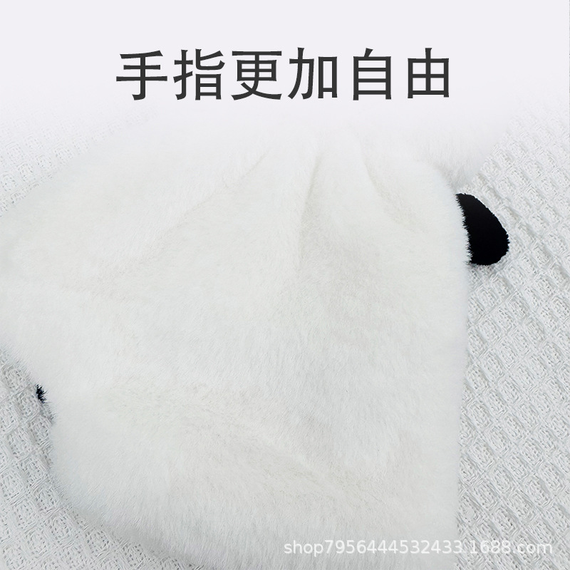 卡通可爱冬季毛绒手套煤球户外骑行手套保暖手套少女时尚百搭手套|undefined