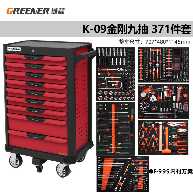 Carrito de Herramientas Green Forest, Gabinete de Herramientas Multifuncional, Taller Móvil para Reparación de Automóviles, Caja de Herramientas Tipo Cajón de Hierro image 20