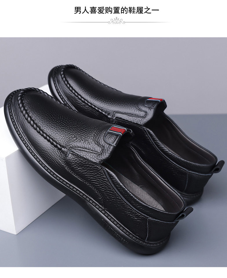 Giày lười nam da bò thật mềm đế bằng kiểu dáng đơn giản — quần kaki, trắng, đen chi tiết 15