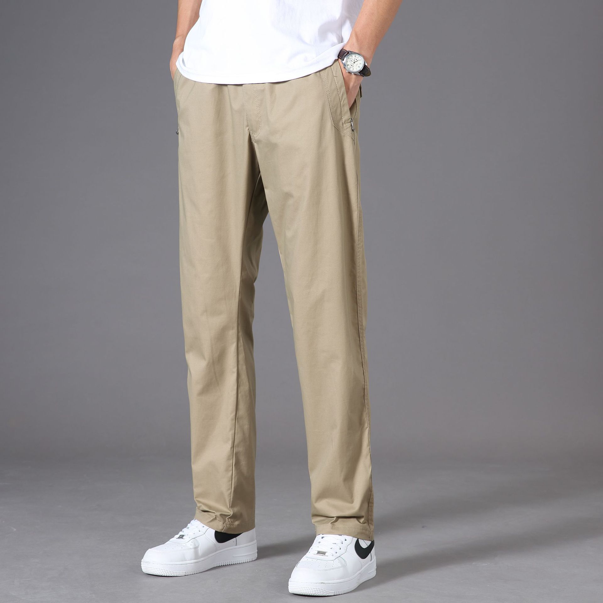 Loose Straight Thin Sports Pants - Side View