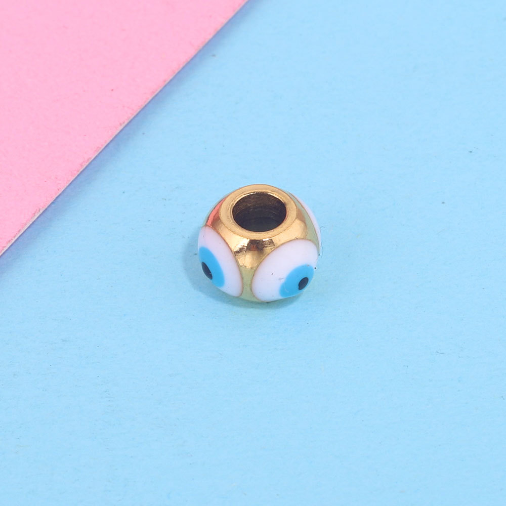 Cuentas cuadradas de acero inoxidable de ojo del diablo europeo y americano cuentas de esmalte de doble cara gota de aceite ojo cuentas espaciadoras cuentas sueltas joyas de bricolaje