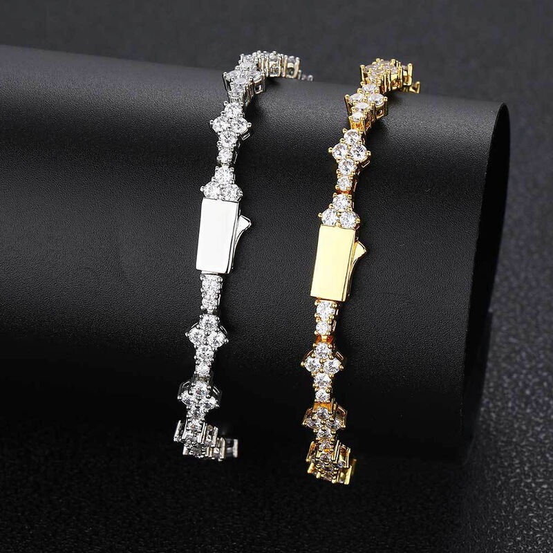 European and American Cross-Border Hip-Hop Hot-Selling Non-Fading Tennis Chain Zircon Bracelet Light Luxury Style Accessories Men's Jewelry Wholesale