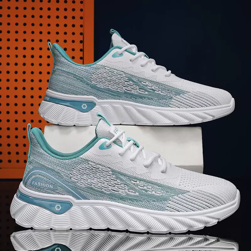 Мужская обувь Осенняя сетка дышащая тонкая летающая сетчатая обувь для бега на мягком подошве повседневная спортивная мужская модель увеличивает обувь для папы