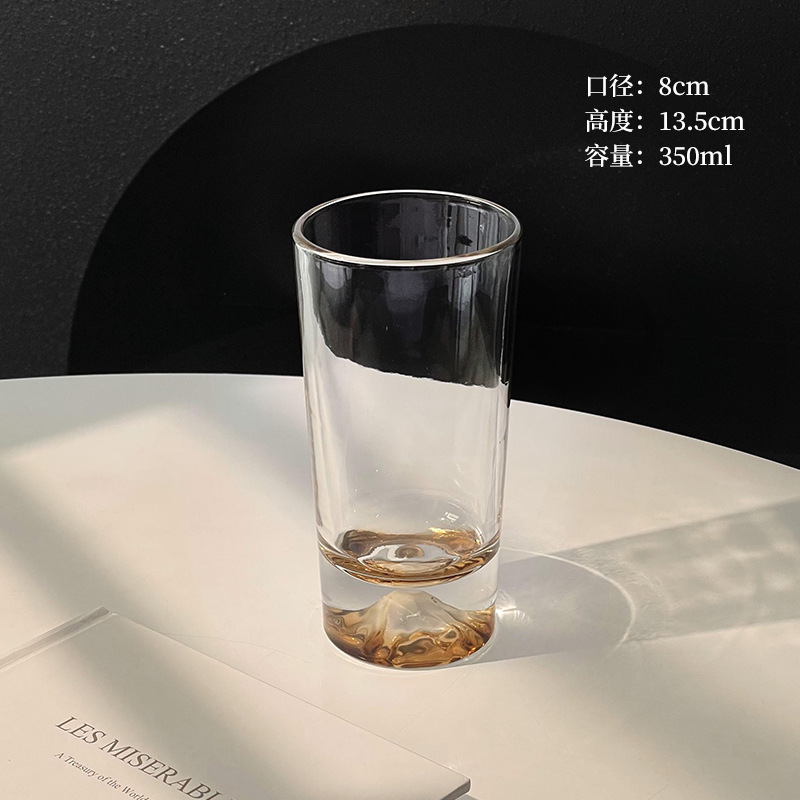 ins风琥珀色观山杯富士山杯高颜值玻璃水杯家用威士忌酒杯咖啡杯|undefined