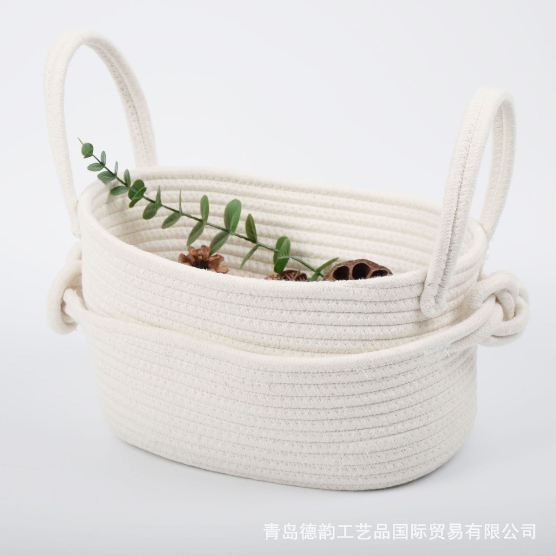 Estilo nórdico de estilo japonés de algodón tejido cesta de almacenamiento de tela cesta de almacenamiento de escritorio artículos de organización caja cosméticos almacenamiento azul