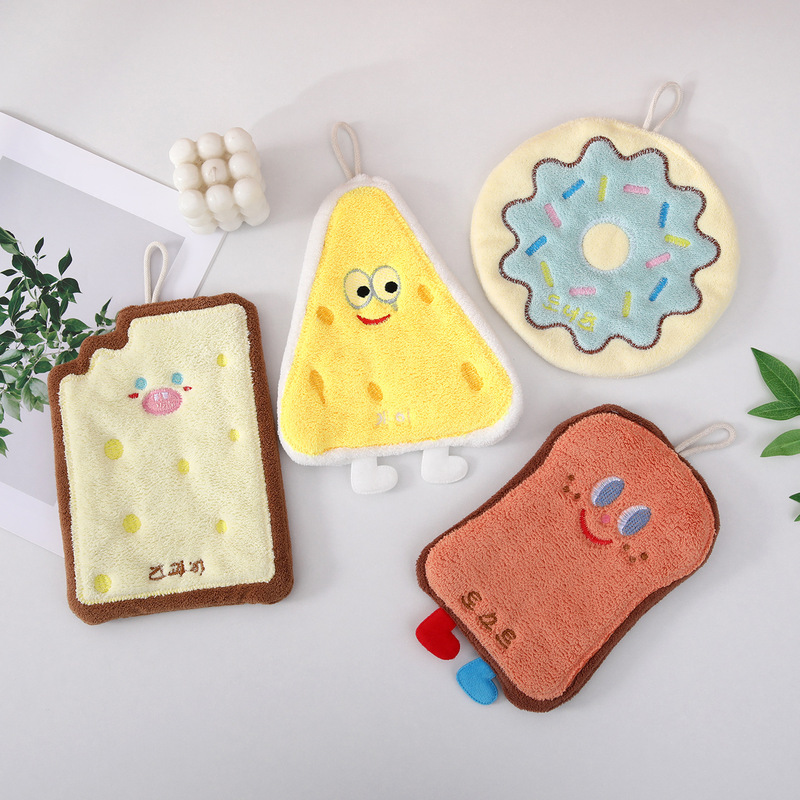 Baking Series Coral Velvet Cheese Card Hanging Cartoon Hand Towel Absorbent Thickeneded Bathroom Kitchen Hand Towel Baking Series Coral Velvet Cheese Card Hanging Cartoon Hand Towel Absorbent Thickeneded Bathroom Kitchen Hand Towel
